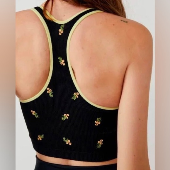 NWT Free People Movement‎ Free Throw Embroidered Crop Tank in Black Floral S - Picture 4 of 5